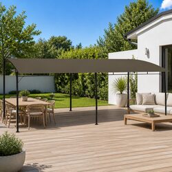 Reliable Garden Sunshade Awning with Easy Assembly Taupe 6x3m