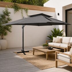 Reliable Anthracite Garden Parasol with Easy Setup