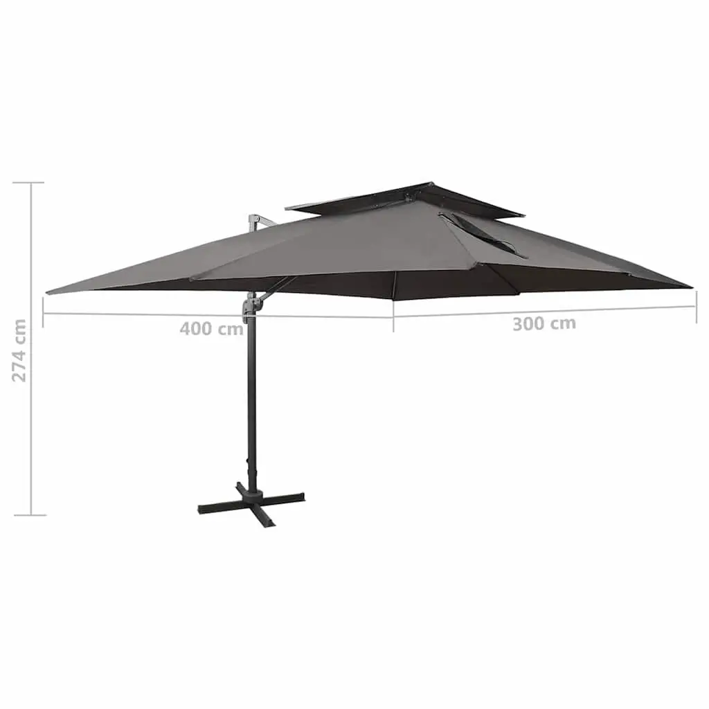Cantilever Garden Parasol Outdoor Sunshade Umbrella 400 x 300 cm Anthracite