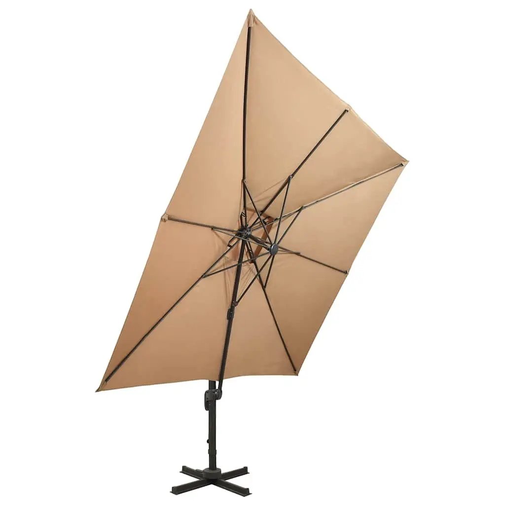 Cantilever Garden Parasol Outdoor Shade 300x300 cm Taupe Double Top