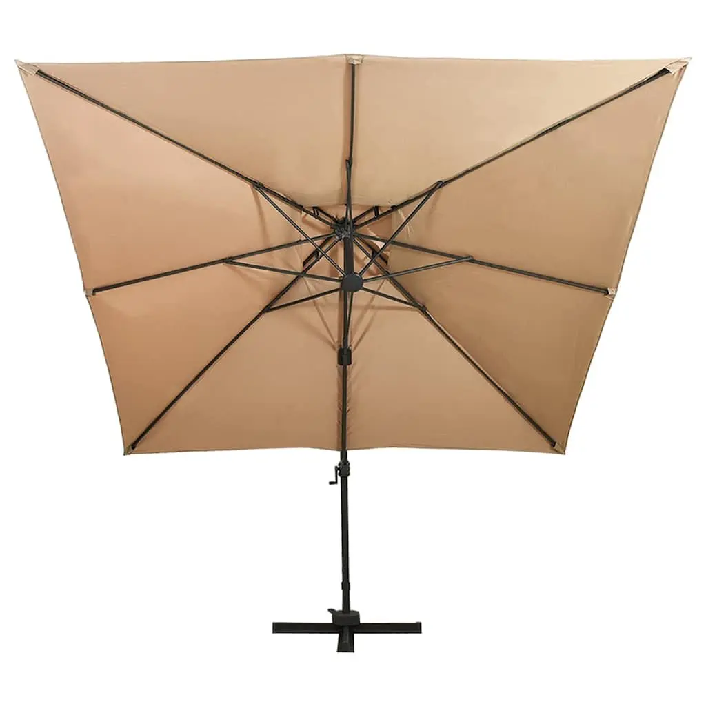 Cantilever Garden Parasol Outdoor Shade 300x300 cm Taupe Double Top