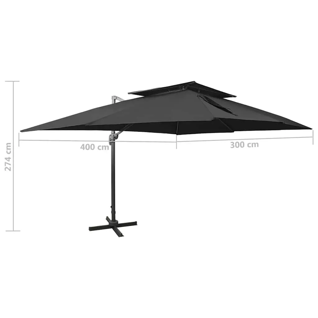 Cantilever Garden Parasol Outdoor Shade 400x300cm Black