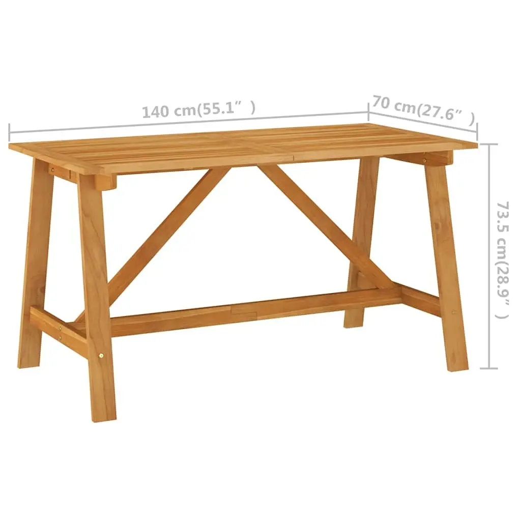 Outdoor Dining Table 140x70cm Garden Furniture Wood Patio Desk Sturdy Frame