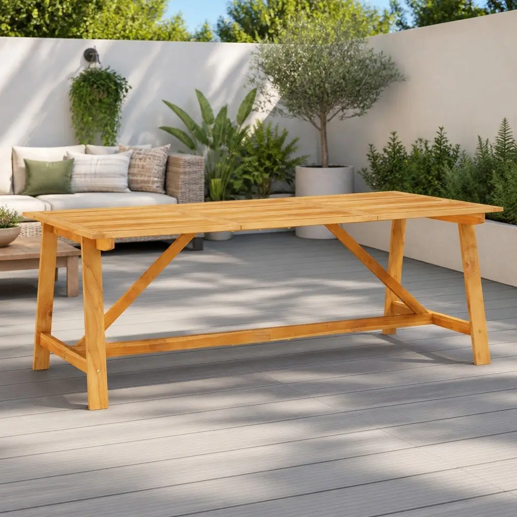 Solid Wood Garden Dining Table Outdoor Indoor Use 206x100x74 cm Brown