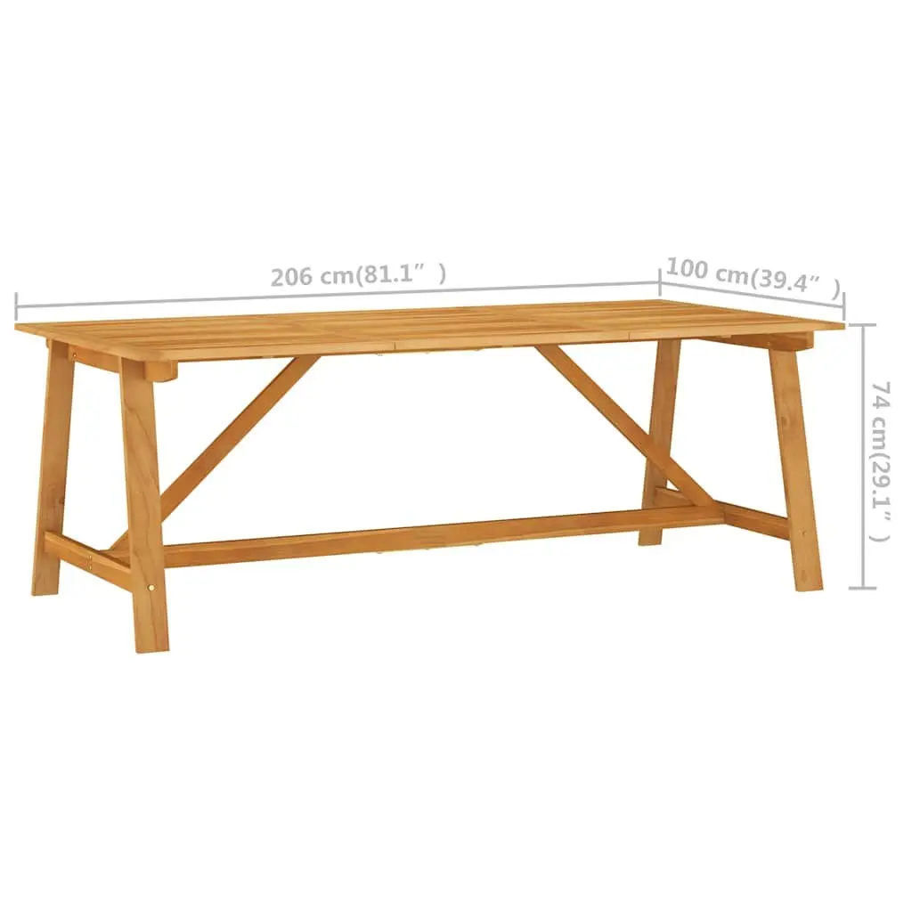 Solid Wood Garden Dining Table Outdoor Indoor Use 206x100x74 cm Brown