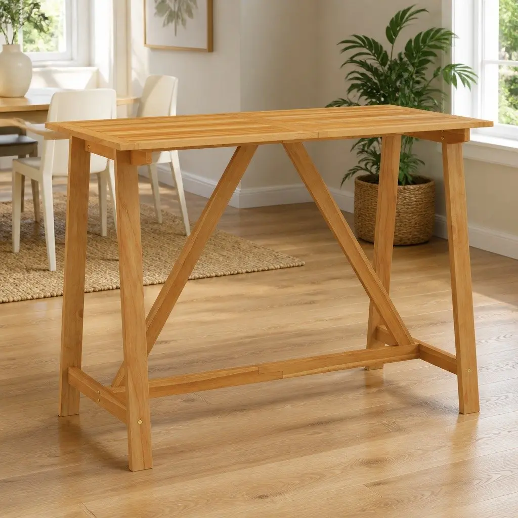Bar Table Indoor Outdoor Use 140x70x104 cm Solid Acacia Wood Brown