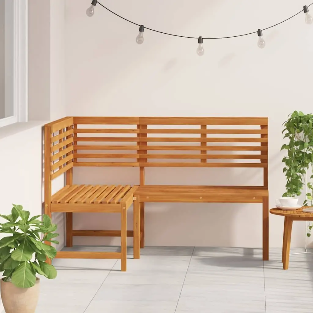 Garden Corner Bench Outdoor Seating 140 cm Natural Wood