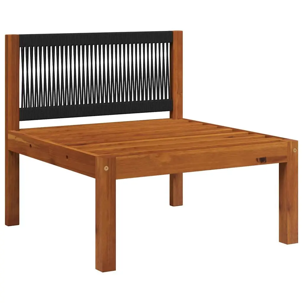 3 Piece Garden Lounge Set with Cushions Wood Rope Backrest Outdoor Sectional