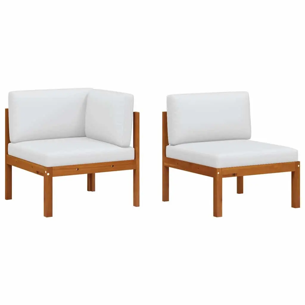 2 Piece Garden Lounge Set Cushioned Modular Seating Rope Backrest Brown