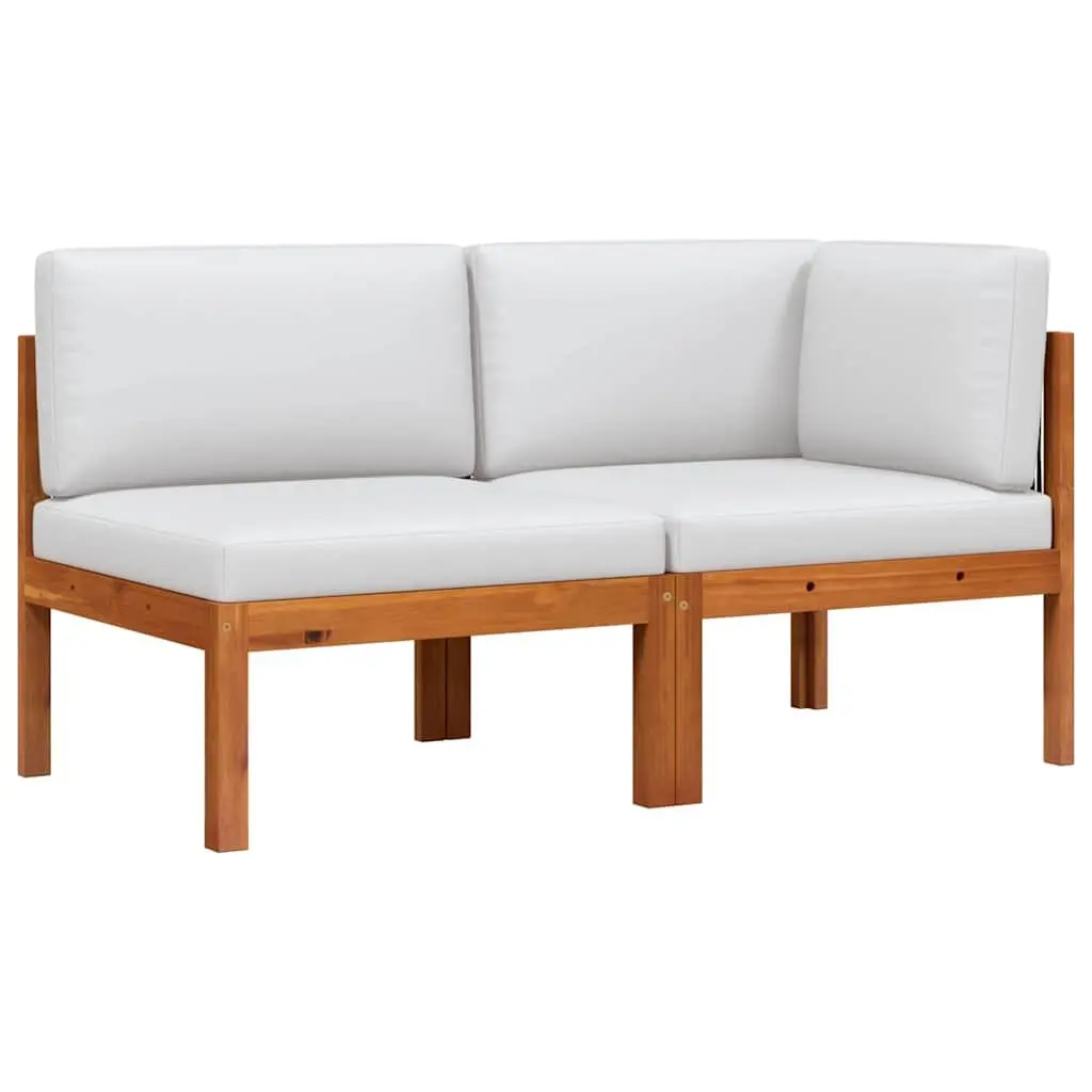 2 Piece Garden Lounge Set Cushioned Modular Seating Rope Backrest Brown