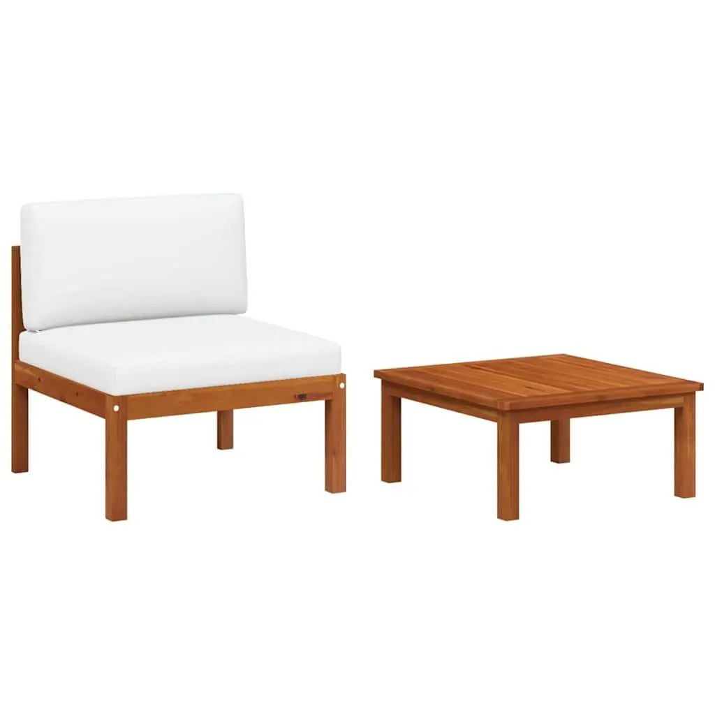2 Piece Garden Lounge Set with Cushions Outdoor Sectional Sofa Rope Backrest