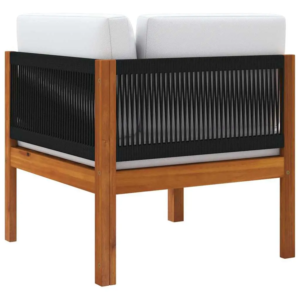 Garden Corner Sofa Set with Cushions Outdoor Rope Backrest Patio Seating White