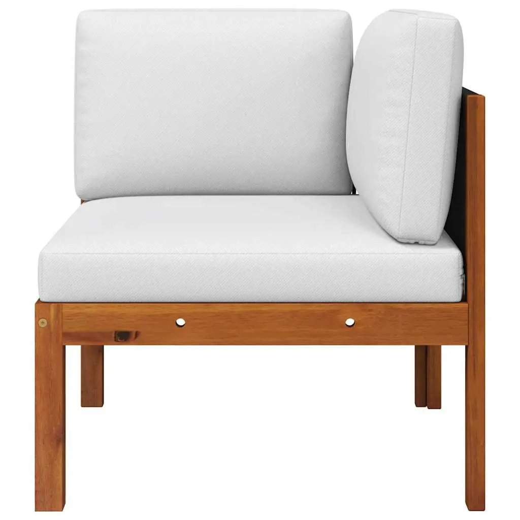 Garden Corner Sofa Set with Cushions Outdoor Rope Backrest Patio Seating White