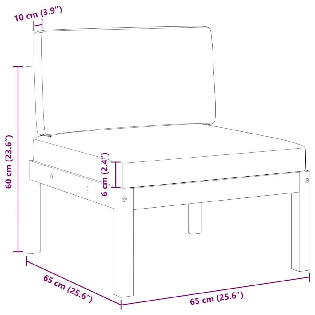 Garden Middle Sofa Modular Outdoor Sectional Seating with Removable Cushions