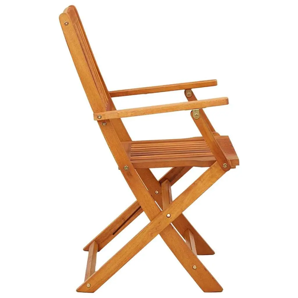 Folding Garden Chairs Set 4 pcs Outdoor Seating Eucalyptus Wood Brown