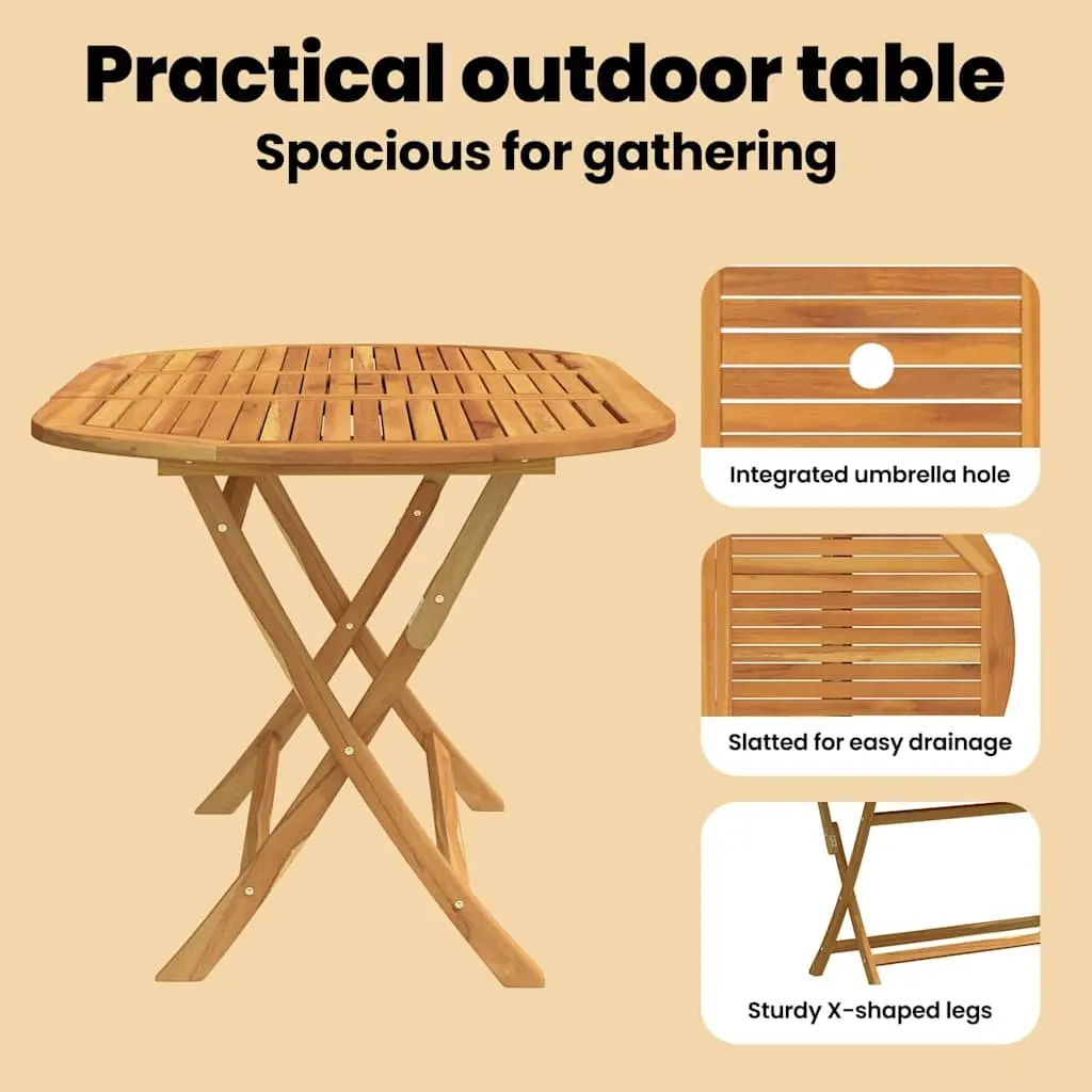Folding Outdoor Dining Table 160x85x75cm Solid Wood Garden Furniture Brown