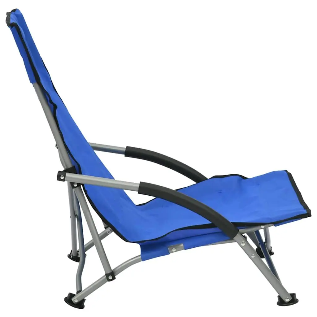 Folding Beach Chairs Outdoor Seating Blue Fabric Camping Garden Portable