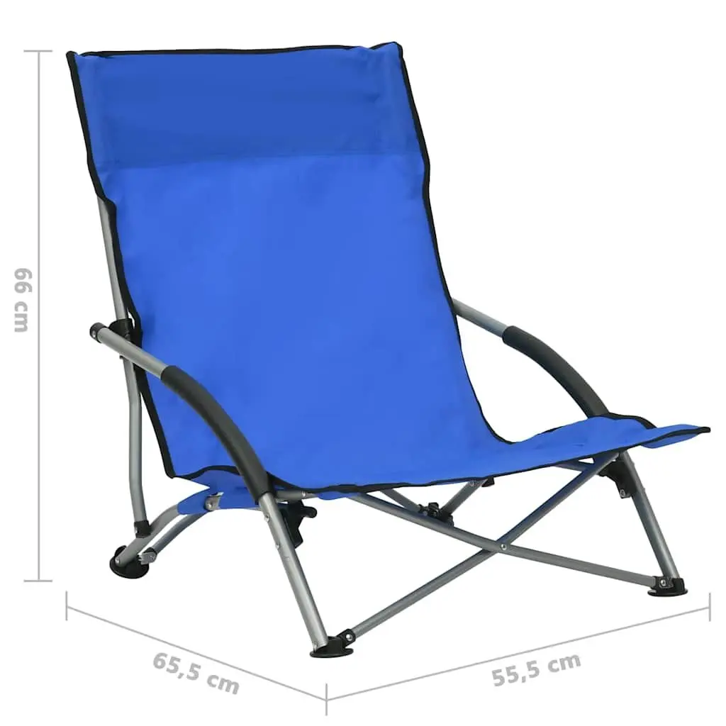 Folding Beach Chairs Outdoor Seating Blue Fabric Camping Garden Portable