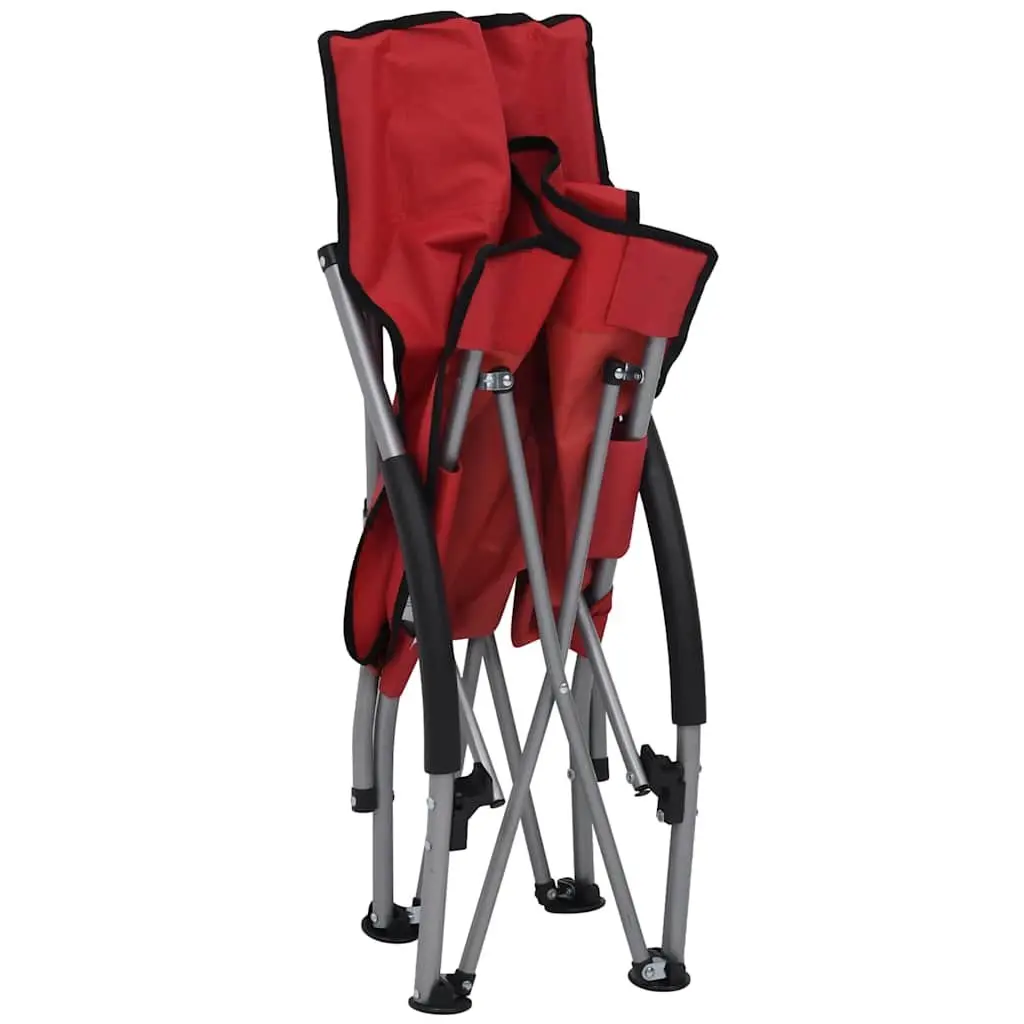 Folding Beach Chairs 2 Pieces Red Oxford Fabric Outdoor Camping Seating