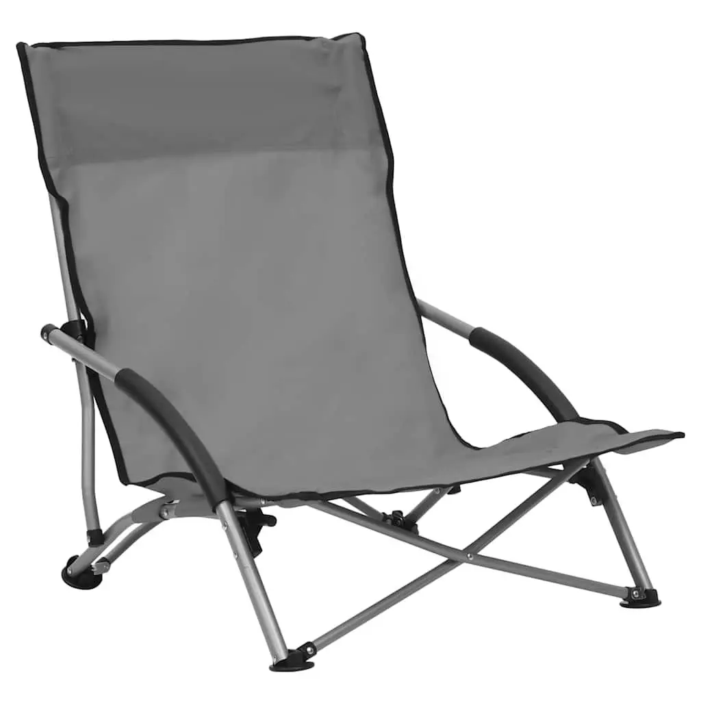 Folding Beach Chairs Outdoor Camping Seating 2 Piece Grey Lightweight Portable