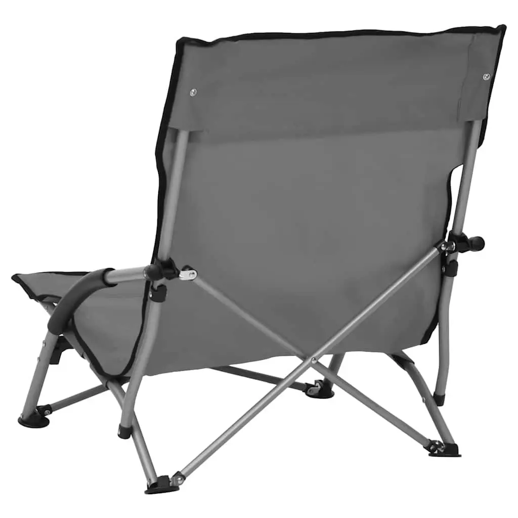 Folding Beach Chairs Outdoor Camping Seating 2 Piece Grey Lightweight Portable