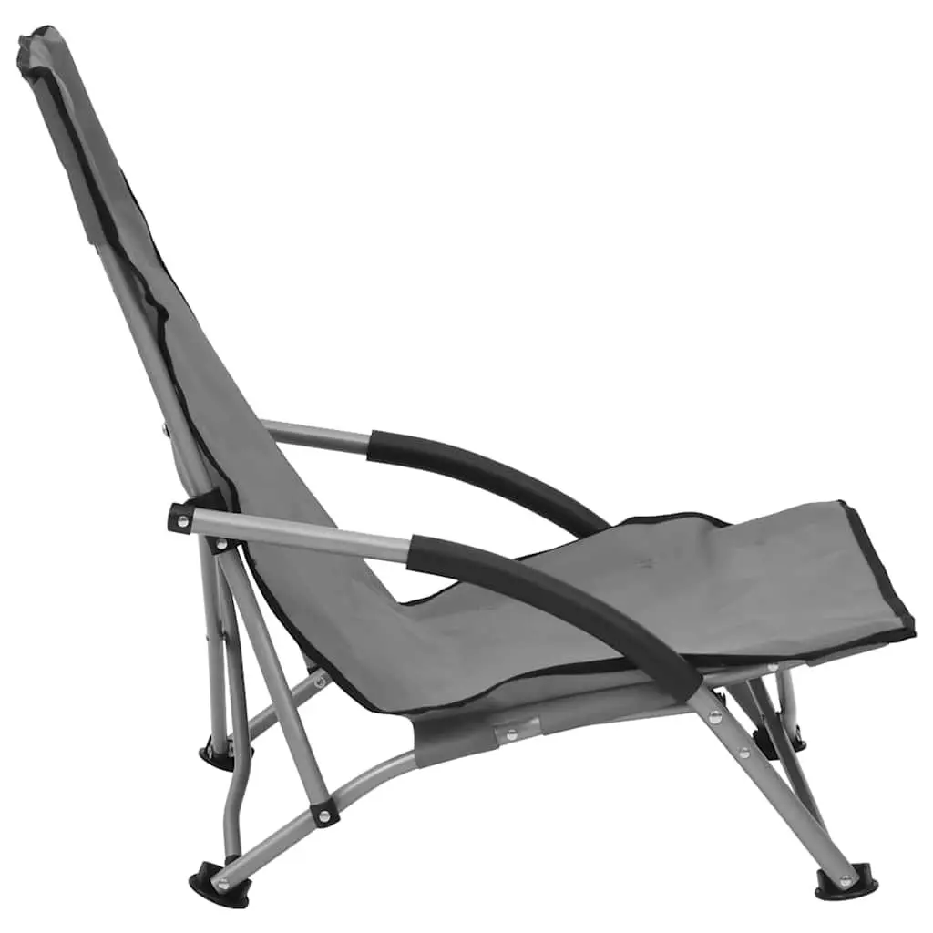 Folding Beach Chairs Outdoor Camping Seating 2 Piece Grey Lightweight Portable