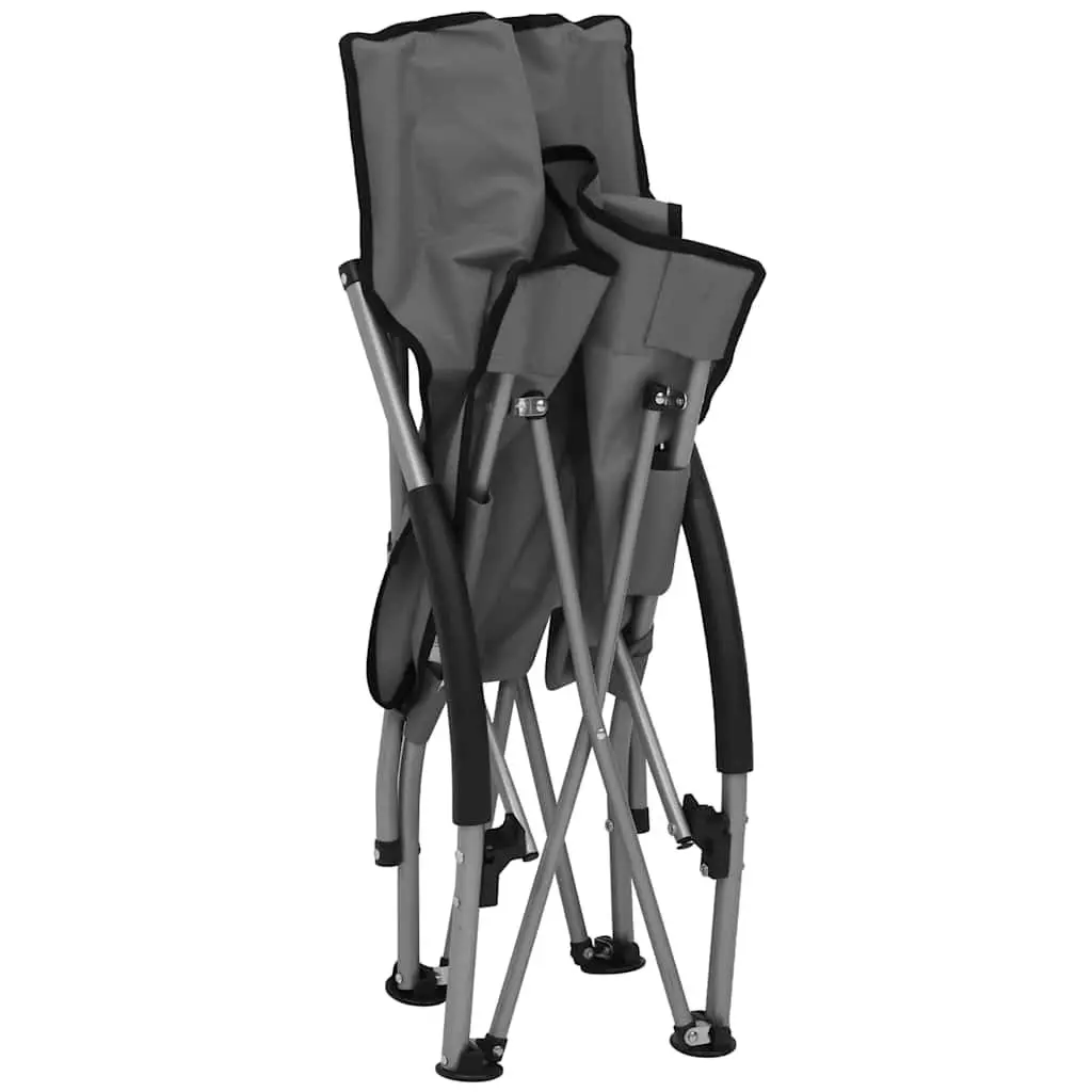 Folding Beach Chairs Outdoor Camping Seating 2 Piece Grey Lightweight Portable