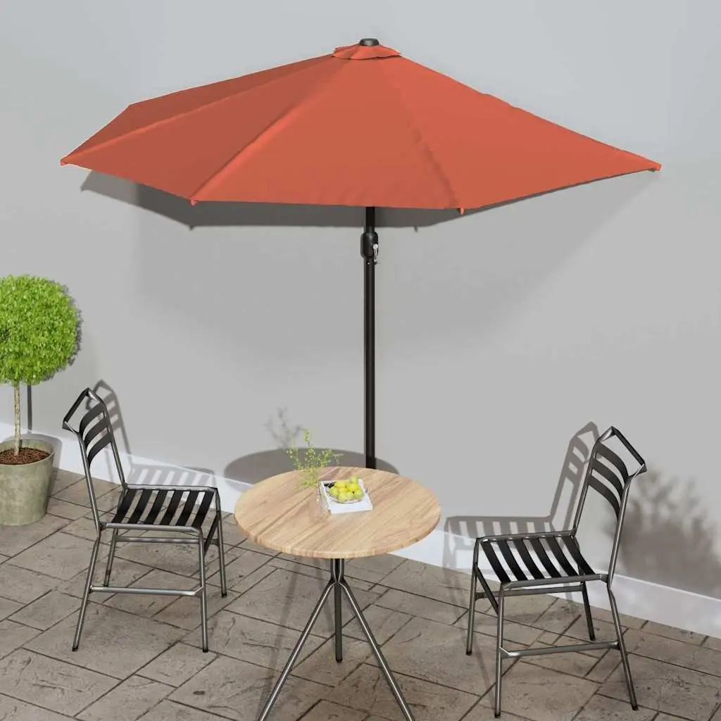 Half Round Balcony Parasol UV Protection 270x144x222 cm Brown