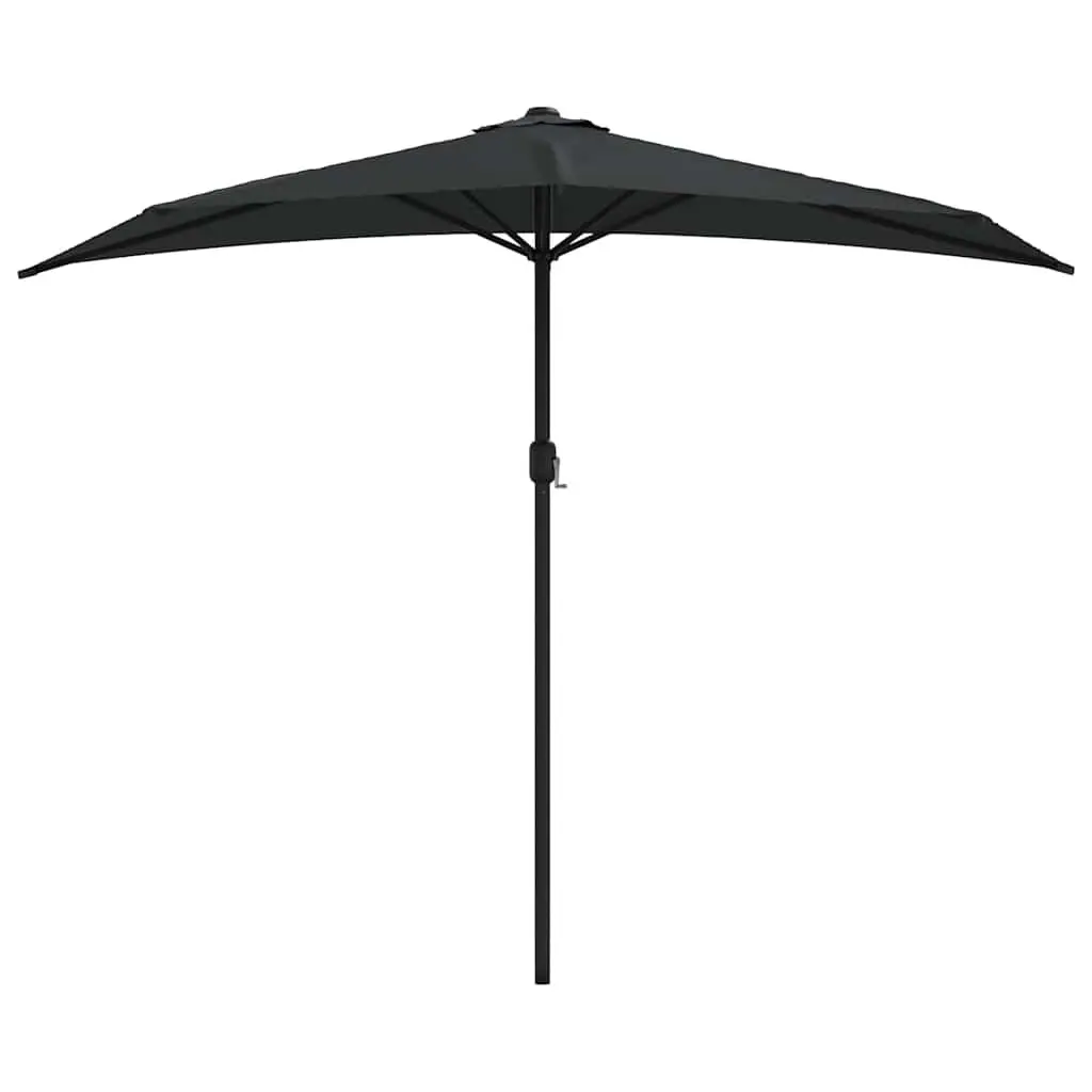 Half Round Parasol Outdoor Sunshade UV Protection 270 x 144 x 222 cm Black