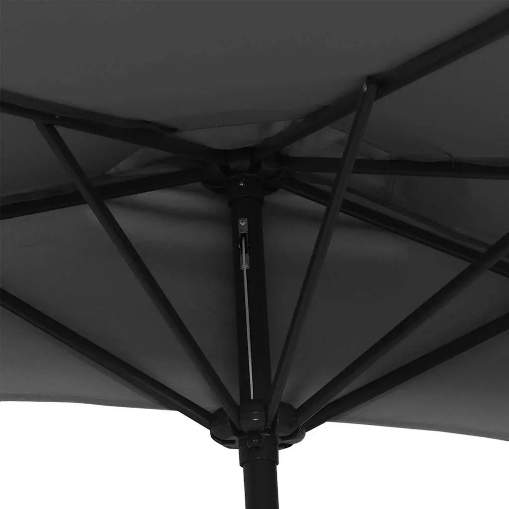 Half Round Parasol Outdoor Sunshade UV Protection 270 x 144 x 222 cm Black