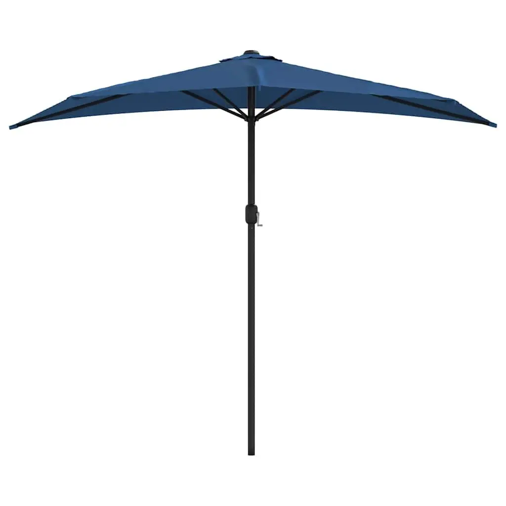 Half Round Balcony Parasol UV Protection Blue Outdoor Shade Umbrella 270x144x222 cm