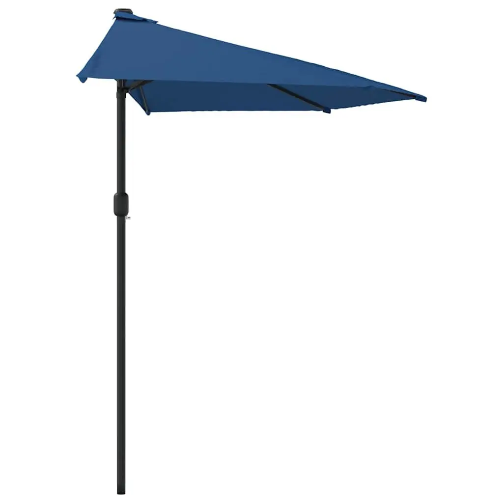 Half Round Balcony Parasol UV Protection Blue Outdoor Shade Umbrella 270x144x222 cm