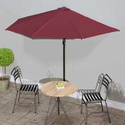 Practical Half-Round Red Parasol for Outdoor Use