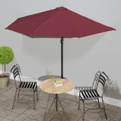Practical Half-Round Red Parasol for Outdoor Use