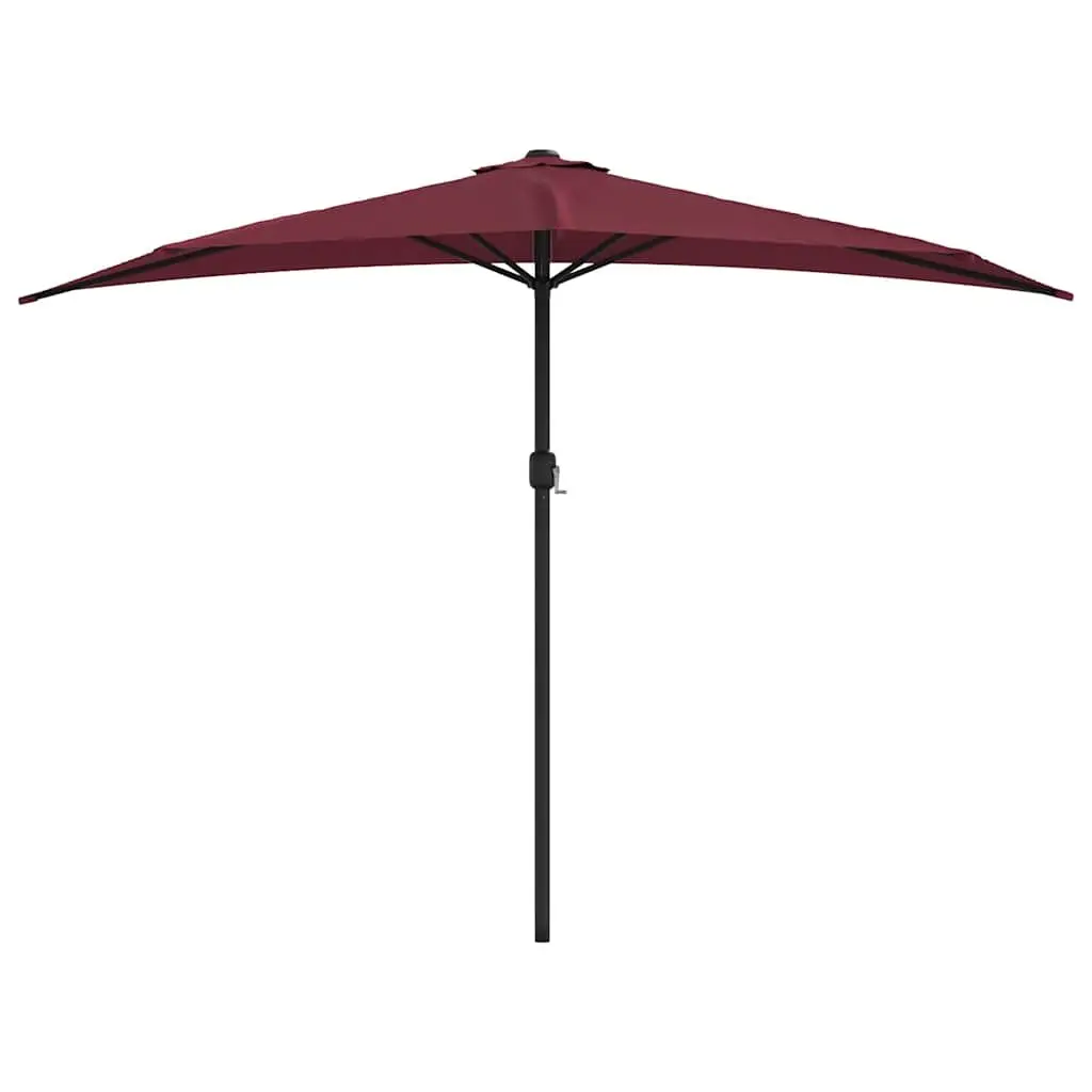 Half-Round Parasol UV Protective Outdoor Shade 300L x 155W x 223H cm Red Aluminium Pole Crank