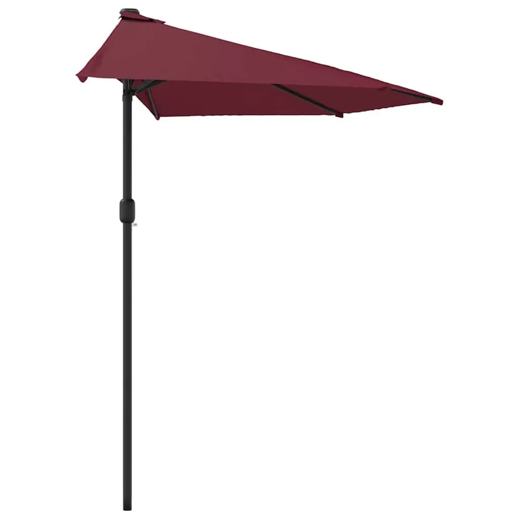 Half-Round Parasol UV Protective Outdoor Shade 300L x 155W x 223H cm Red Aluminium Pole Crank