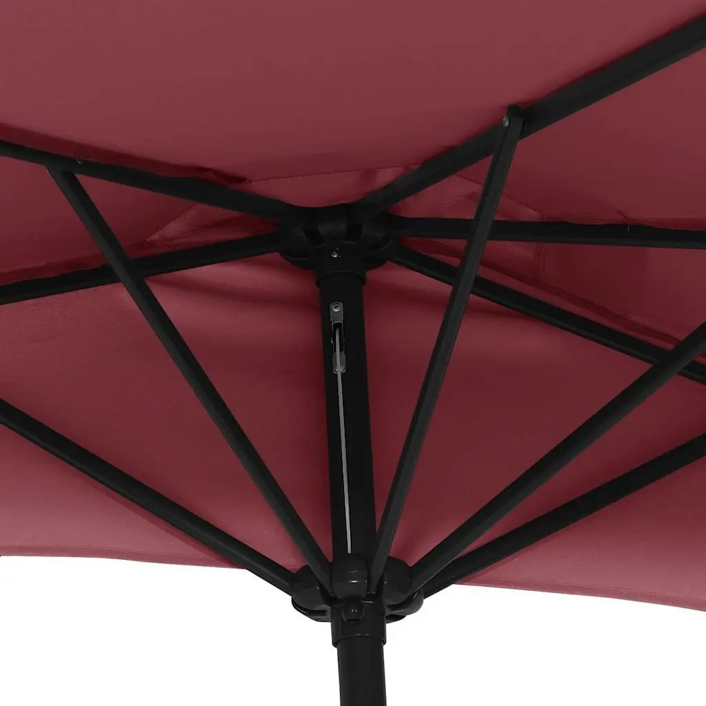 Half-Round Parasol UV Protective Outdoor Shade 300L x 155W x 223H cm Red Aluminium Pole Crank