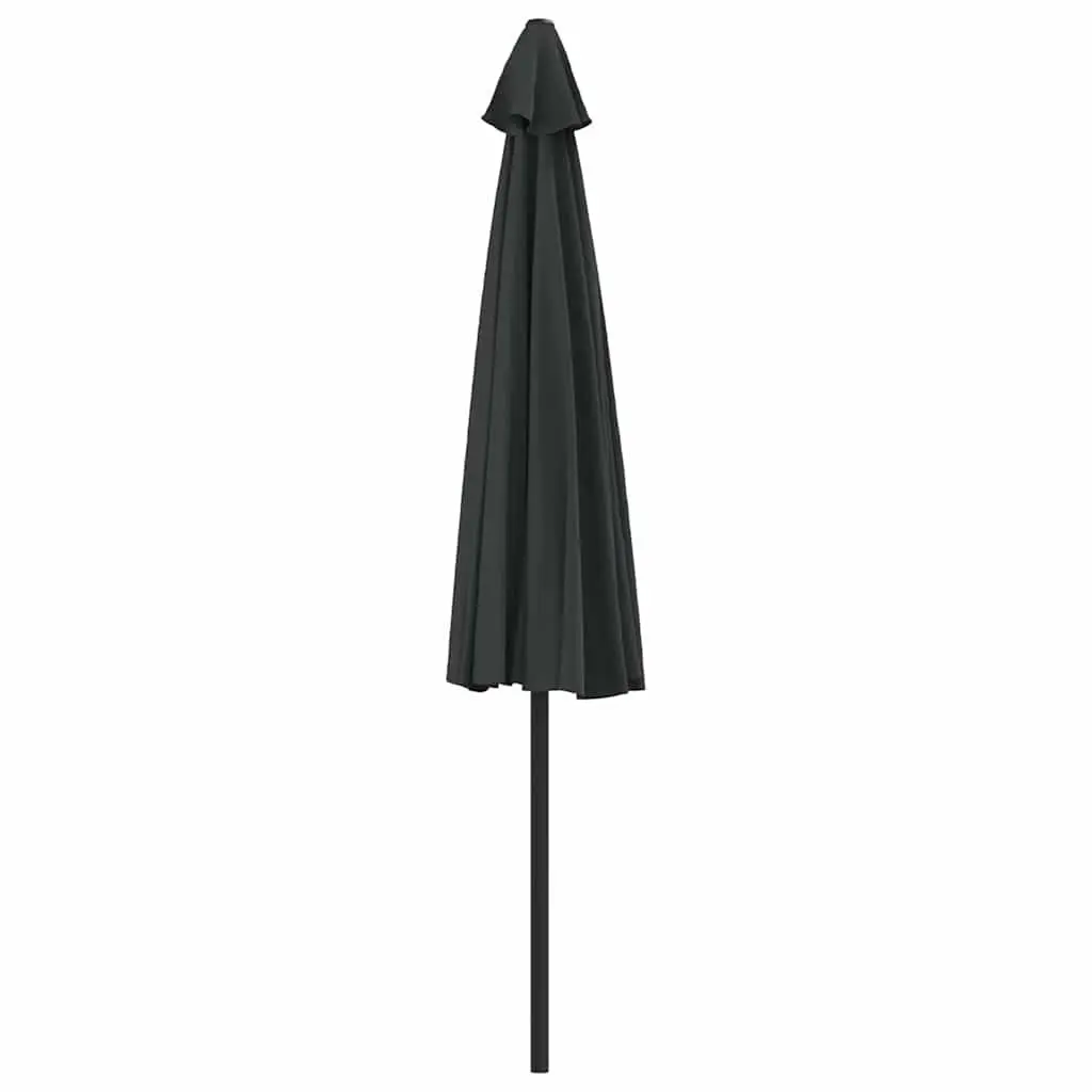 Half Round Parasol Outdoor Shade Umbrella UV Protective Polyester 300L x 155W x 223H cm Aluminium Pole Black