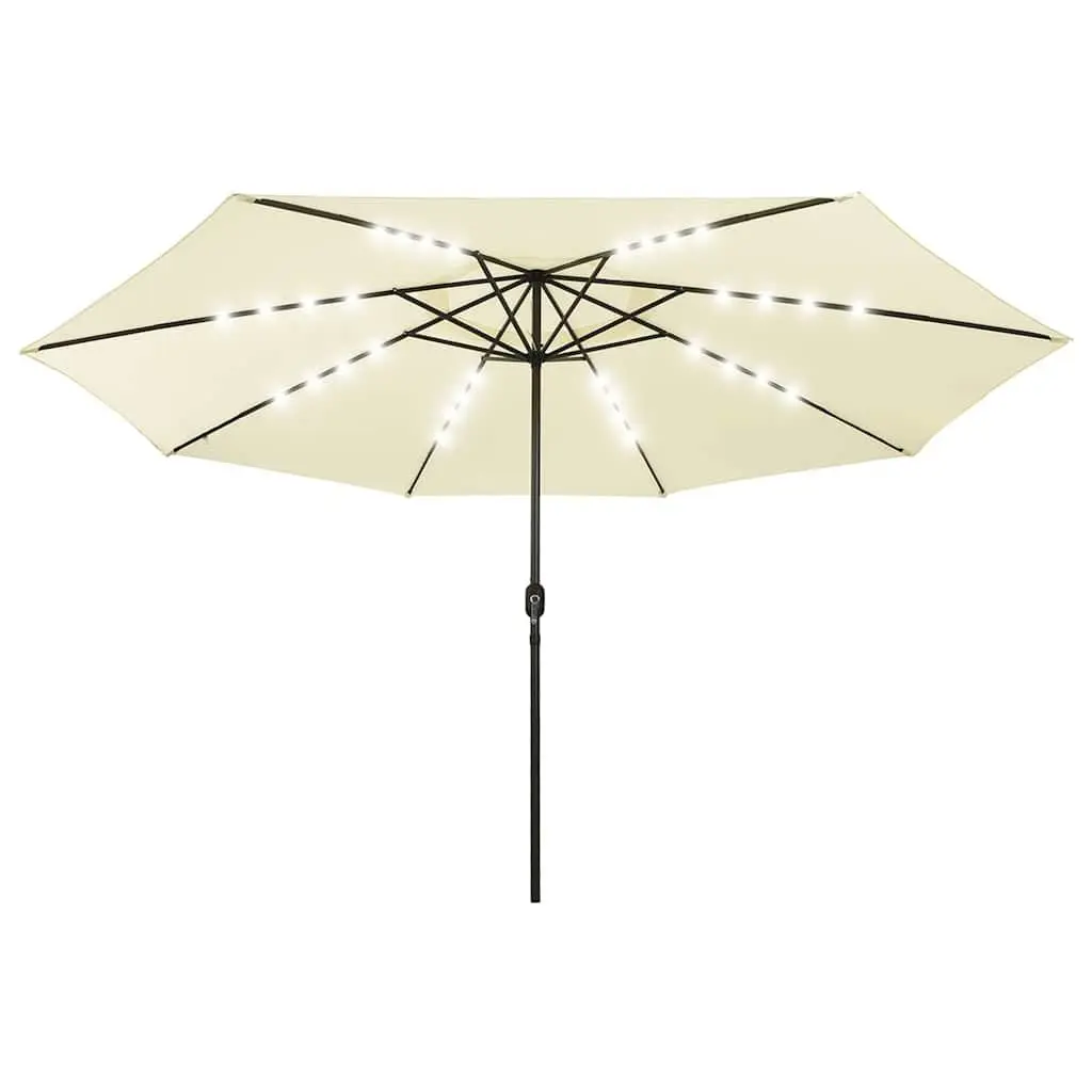 Garden Parasol 400 cm Outdoor Umbrella Beige with LED Lights Crank