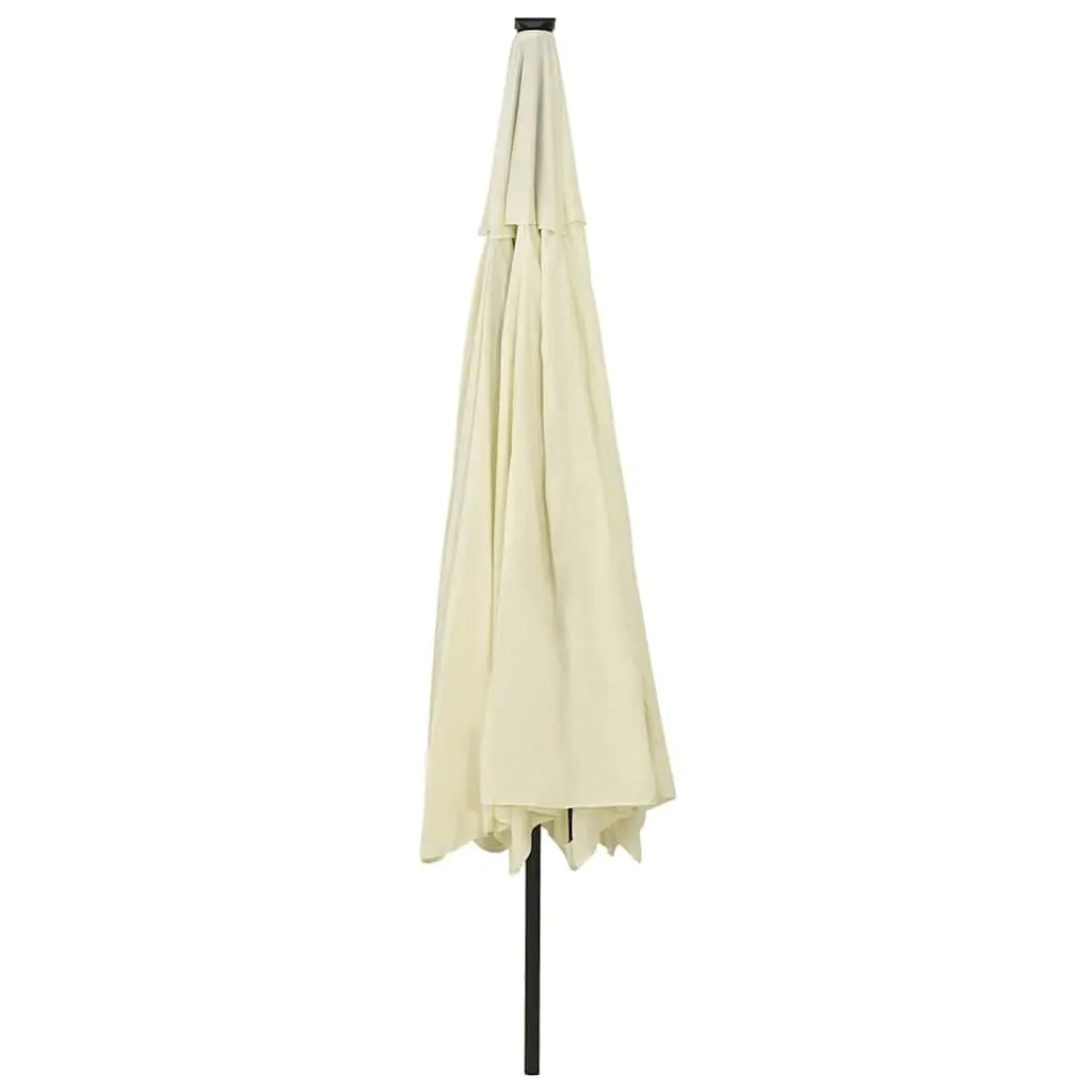 Garden Parasol 400 cm Outdoor Umbrella Beige with LED Lights Crank