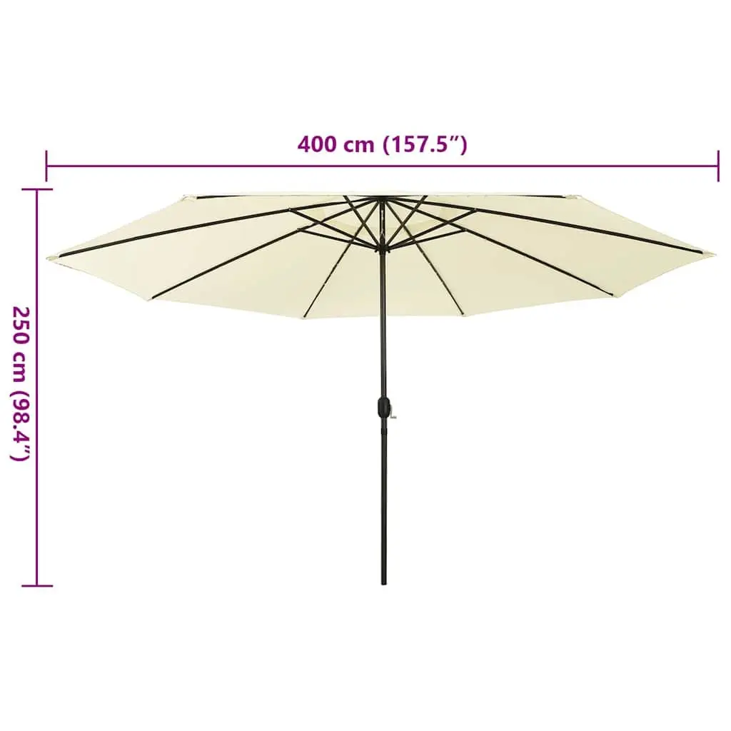 Garden Parasol 400 cm Outdoor Umbrella Beige with LED Lights Crank