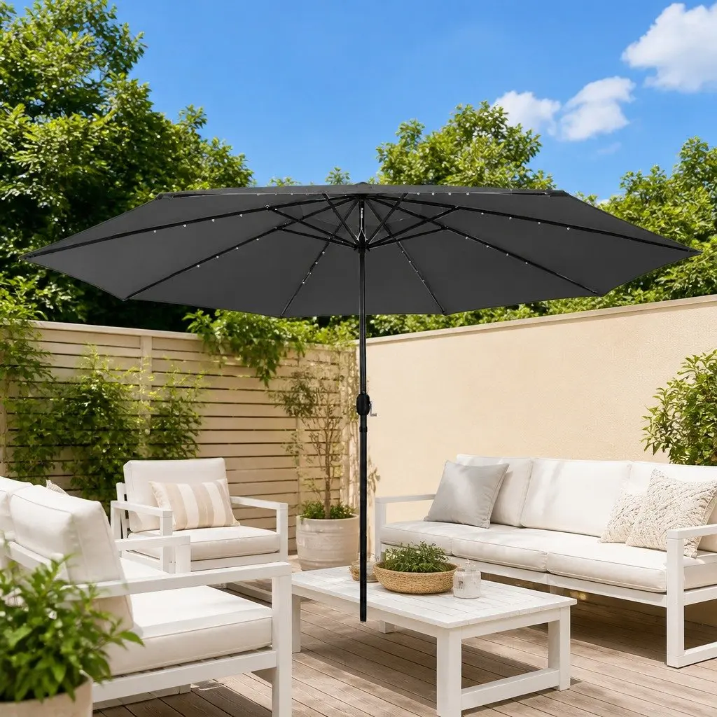 Garden Parasol 400cm UV Protection Anthracite Outdoor Umbrella with LED Lights