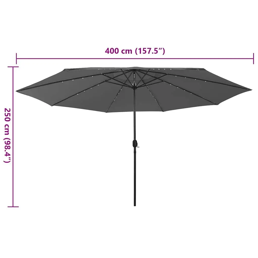 Garden Parasol 400cm UV Protection Anthracite Outdoor Umbrella with LED Lights
