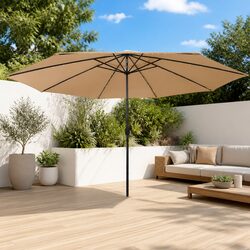 Reliable Garden Parasol with LED Lights - Taupe 400cm