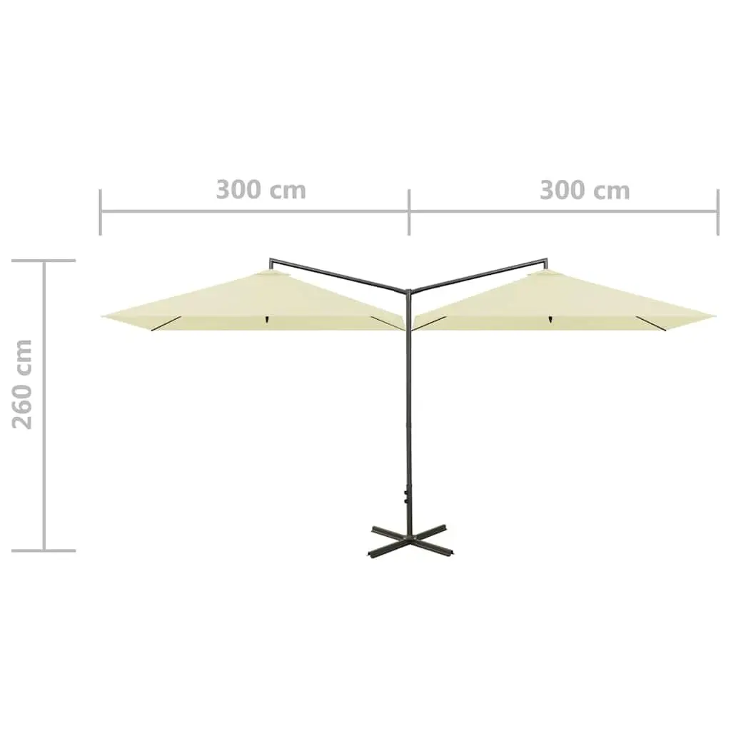 Double Garden Parasol Outdoor Sunshade 600x300cm Beige