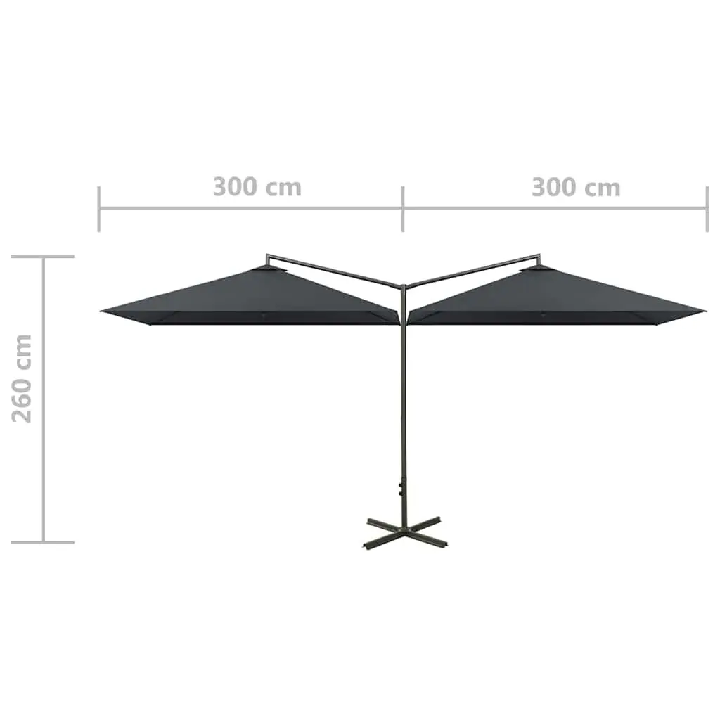 Double Garden Parasol Outdoor Shade 600x300cm Anthracite
