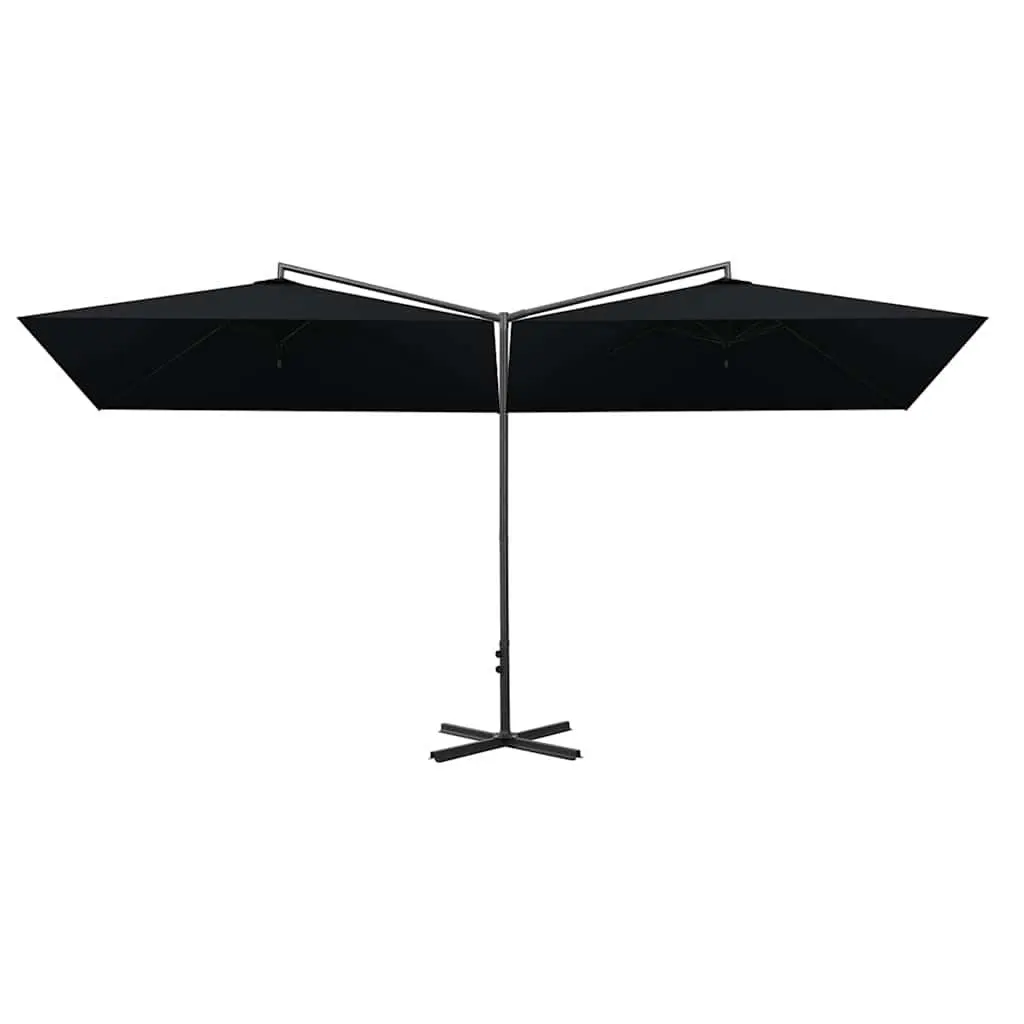 Double Garden Parasol Outdoor Sunshade 600x300cm Black