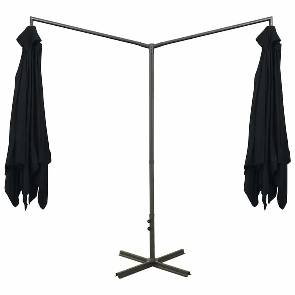 Double Garden Parasol Outdoor Sunshade 600x300cm Black