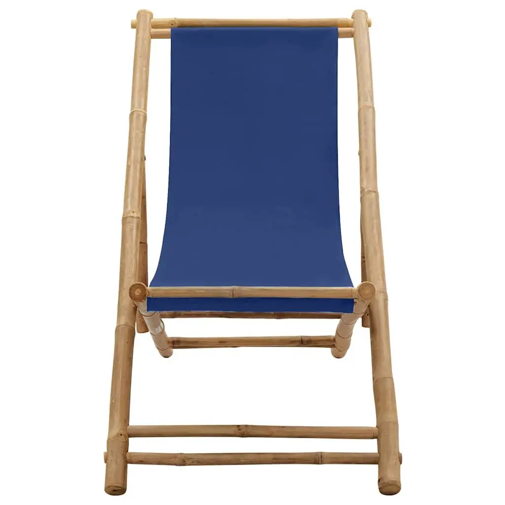 Navy Blue Bamboo Deck Chair for Outdoor Use