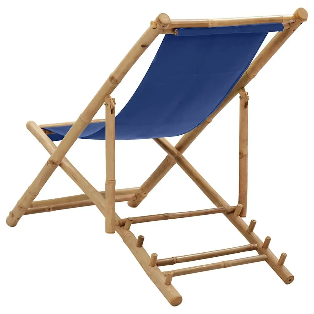 Navy Blue Bamboo Deck Chair for Outdoor Use